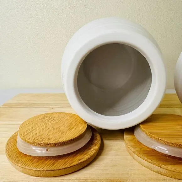 Circo Liquid Lines Tea & Sugar Canisters Bamboo Lids - Picture 7 of 7